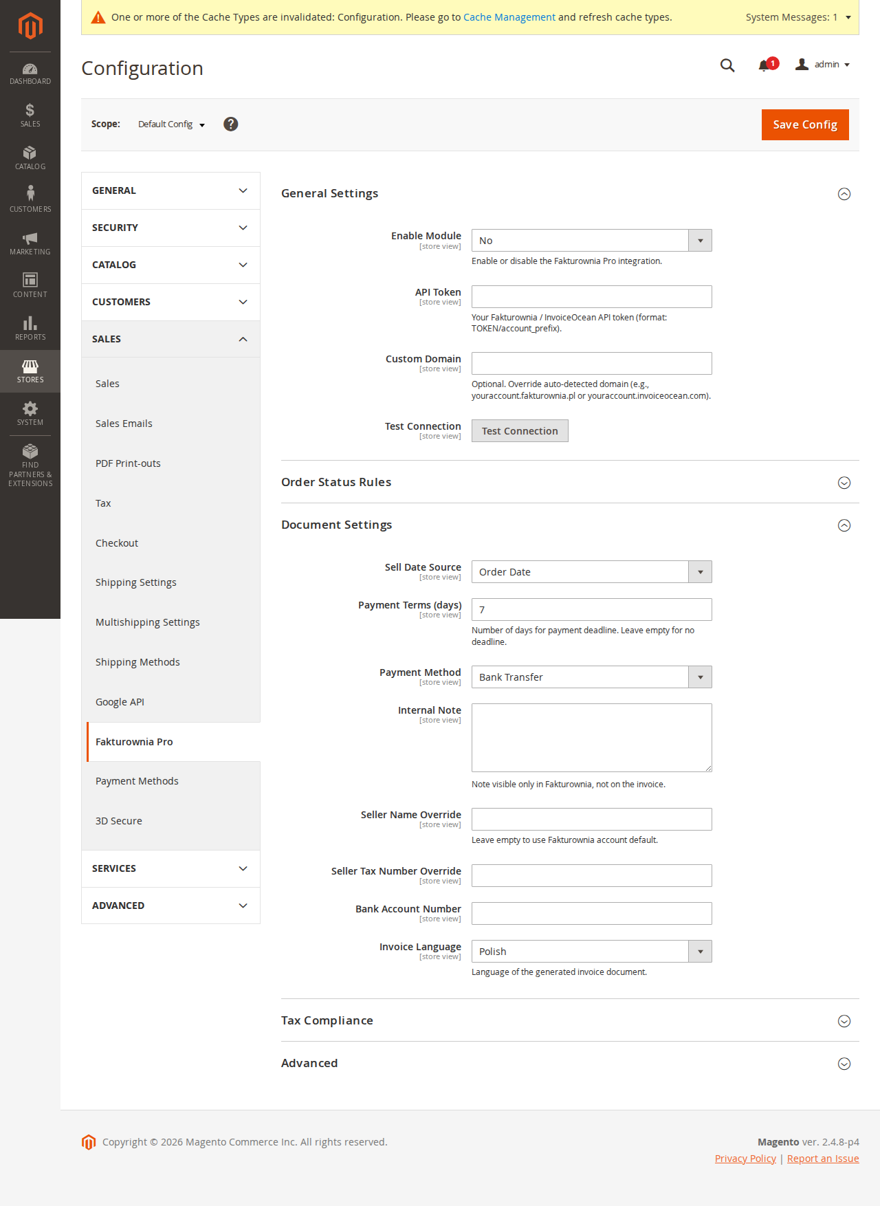 Document settings with seller override and buyer data source options