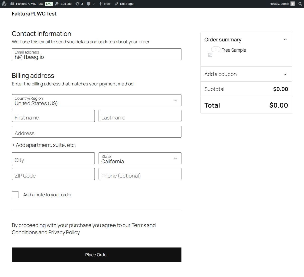 NIP field shown on WooCommerce checkout page